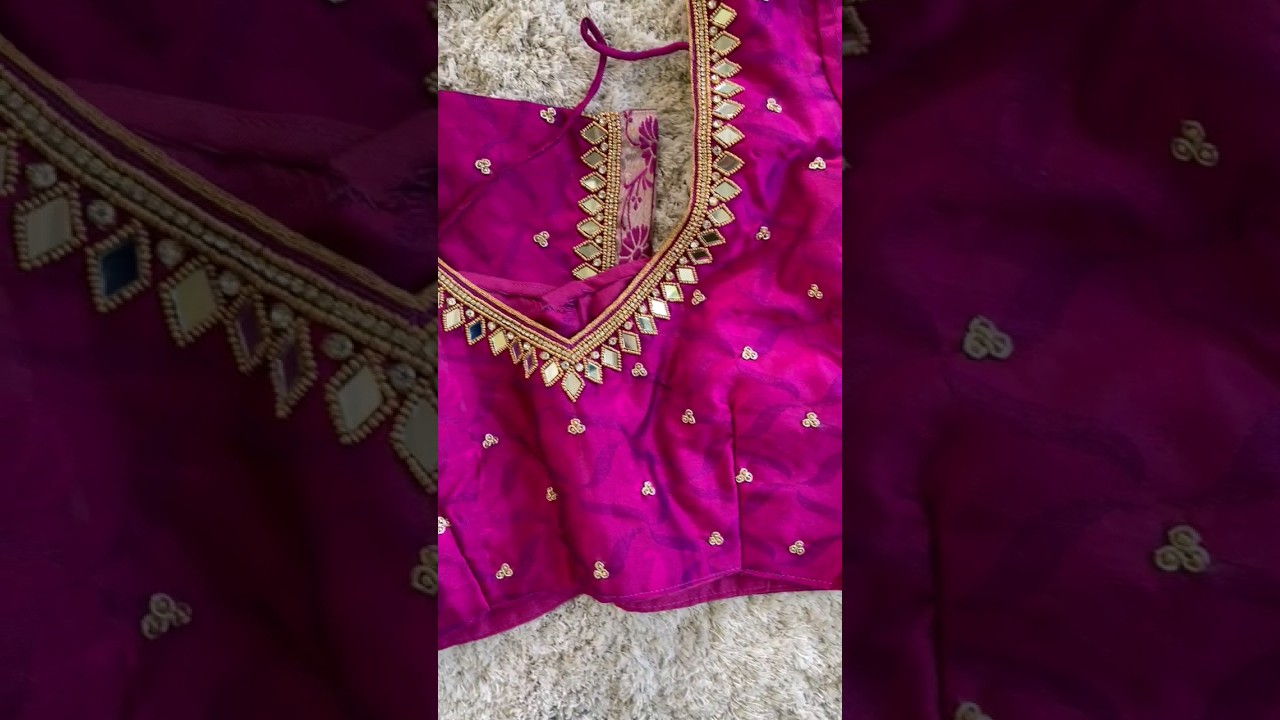 Mirror work blouse|simple blouse design ideas|aari work embroidery|bead work|blouse stitching ideas|