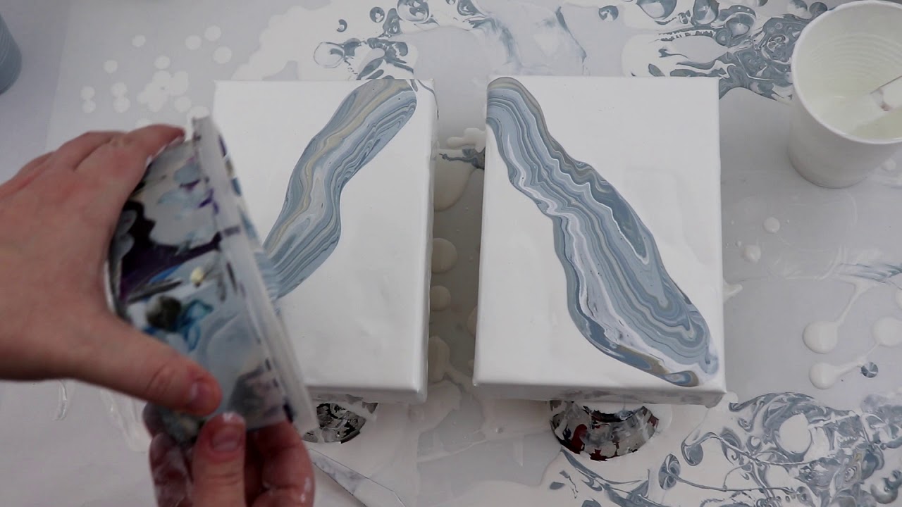 (157) Negative Space Acrylic Pour Over Two Canvas - YouTube