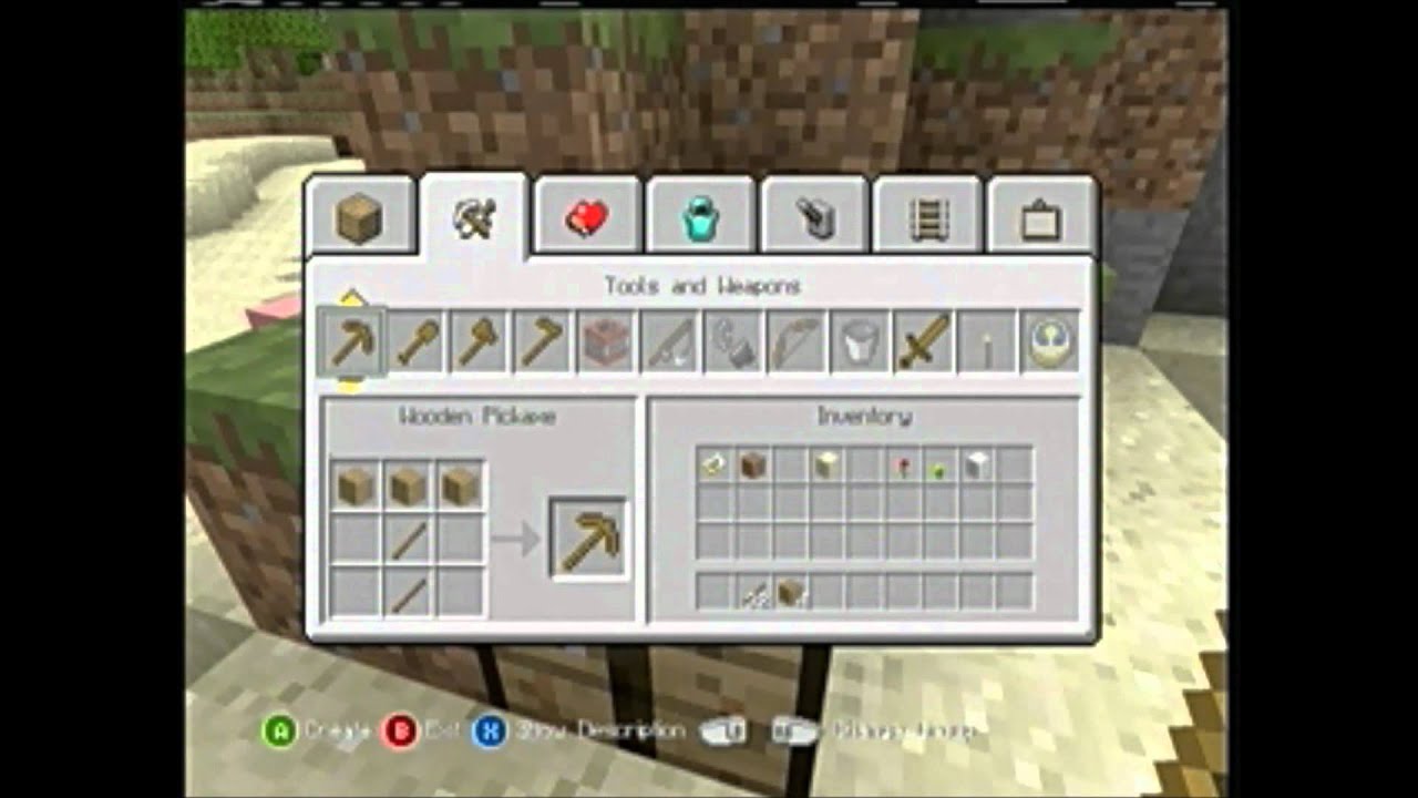 XBOX 17 MINECRAFT: How To make a wooden pickaxe - YouTube