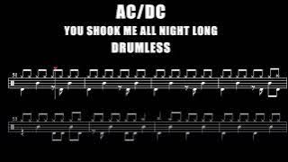 AC/DC - You Shook Me All Night Long - Drumless (with scrolling drum score)