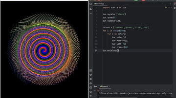 Cosmic Spiral Design Using Python Turtle ASMR - No Talking