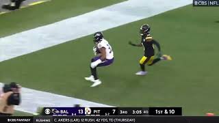Mitch Trubisky Throws Interception to Marcus Williams | Ravens vs Steelers