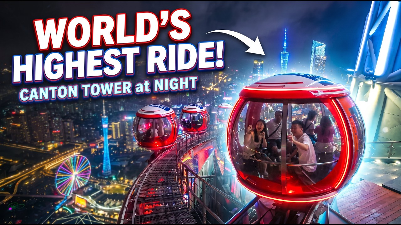 Experiencing the World’s Tallest Tram After Dark! (Guangzhou Canton Tower POV) – Video