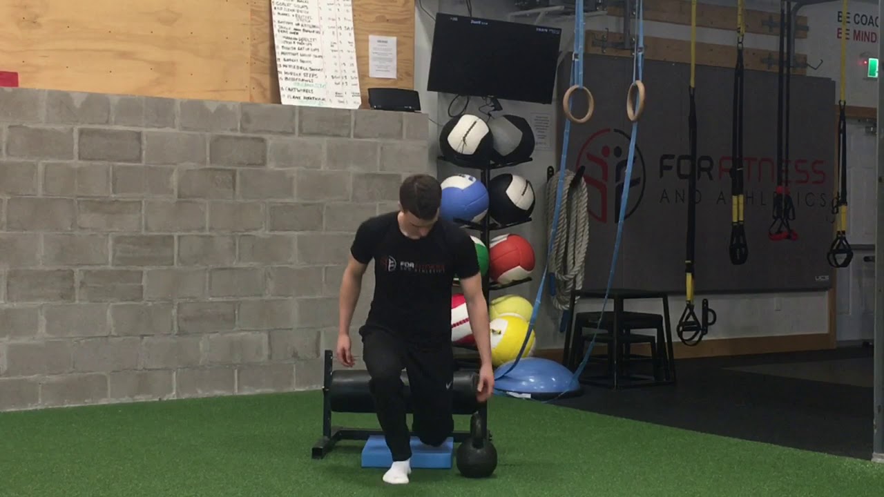 Rear foot elevated split split squat - 1 KB CONTRALATERAL - YouTube