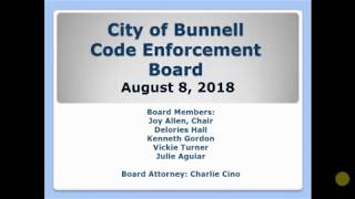 August 8, 2018 Code Enforcement Board