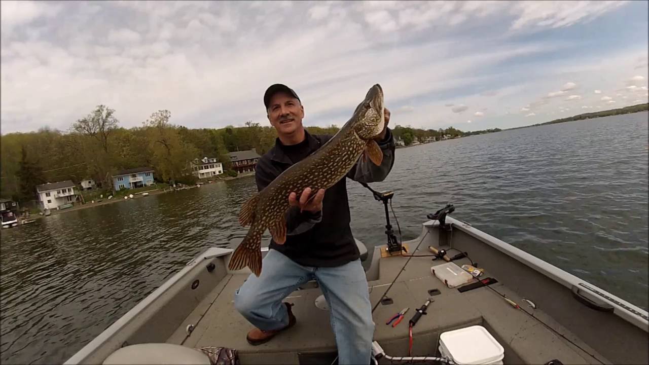 Spring Nothern Pike & Tiger Muskie Fishing, Trolling & Casting Conesus Lake  NY Yo-Zuri Nutech Lures 