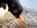 Amazing footage of lava creating a new black sand beach
