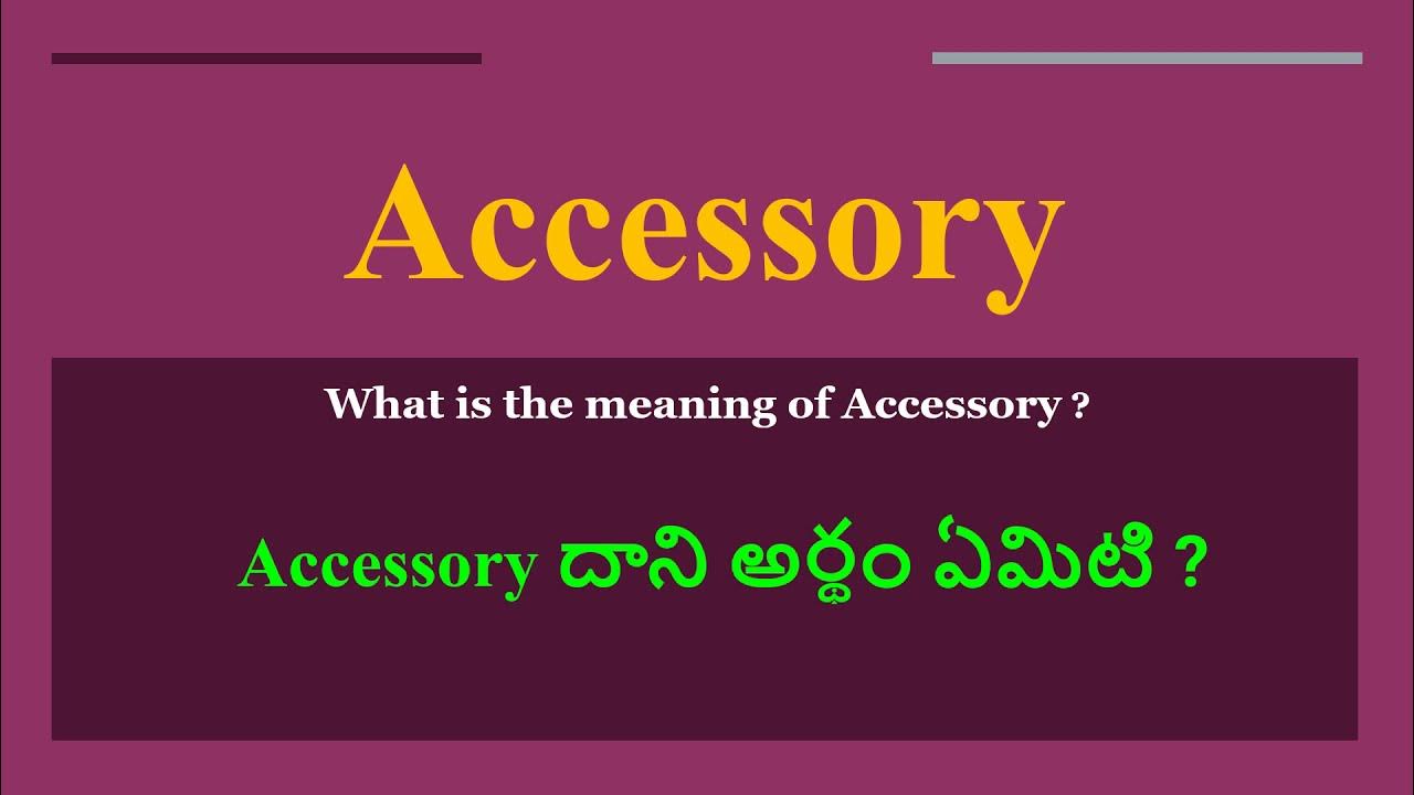 Accessory meaning in Telugu Accessory దాని అర్థం ఏమిటి daily use