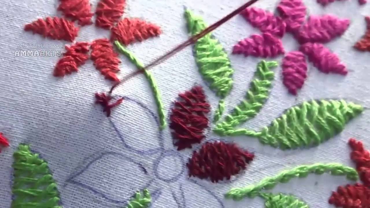 Hand Embroidery Herring Bone Stitch by Amma Arts