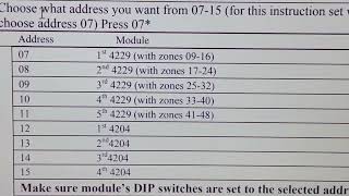 Ademco 4229 module addresses