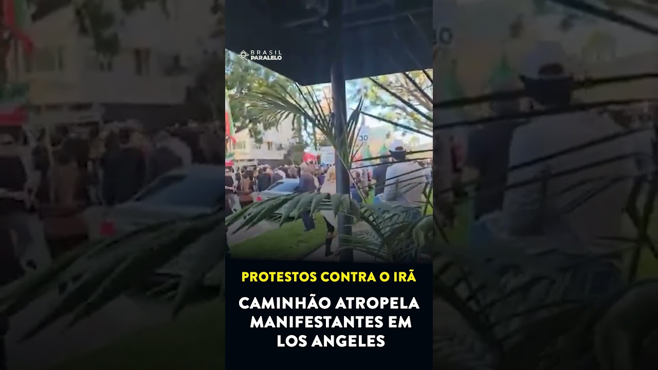 Caminhão atropela manifestantes contra o regime iraniano em LA