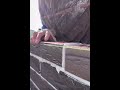 Watch this worker lay bricks perfectly straight using a guide line #bricklaying #construction