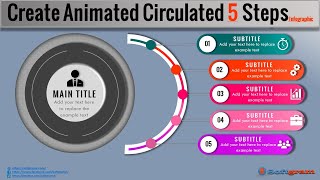 61.Create animated circulated 5 steps infographic