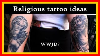 Religious Jesus and Mary portrait tattoos