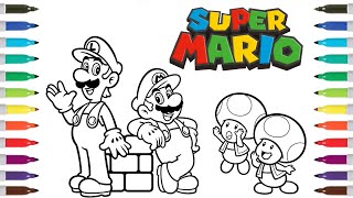 Super Mario Coloring Book Page | Mario, Luigi, Red & Blue Toad