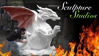 Welsh Dragon Stone Statue - Polystyrene / Styrofoam Carving by Sculpture Studios