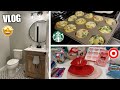 Vlog  target shopping finished bathroom starbucks egg bites at home