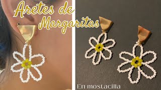 Aretes de margaritas 🌼 en mostacilla / chaquira FACIL DE HACER