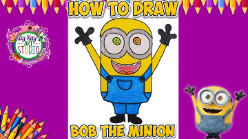How to Draw Bob the Minion - Despicable Me! Easy Step-by-Step Drawing for Kids | Kay Kays Art Studio