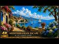 SEASIDE IN BLOOM | Coastal Village Oil Painting | 4K TV Art 4 hr