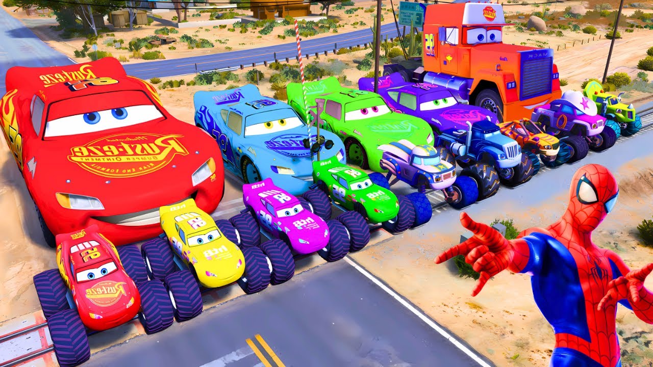 Spider-Man Rescue Batman vs Iron man on Mcqueen Mega Ramp | Epic Stunt Racing Challenge GTA 5!