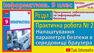 картинка: Практична робота 2. Налаштування параметрів безпеки в середовищі браузера | 9 клас | Бондаренко