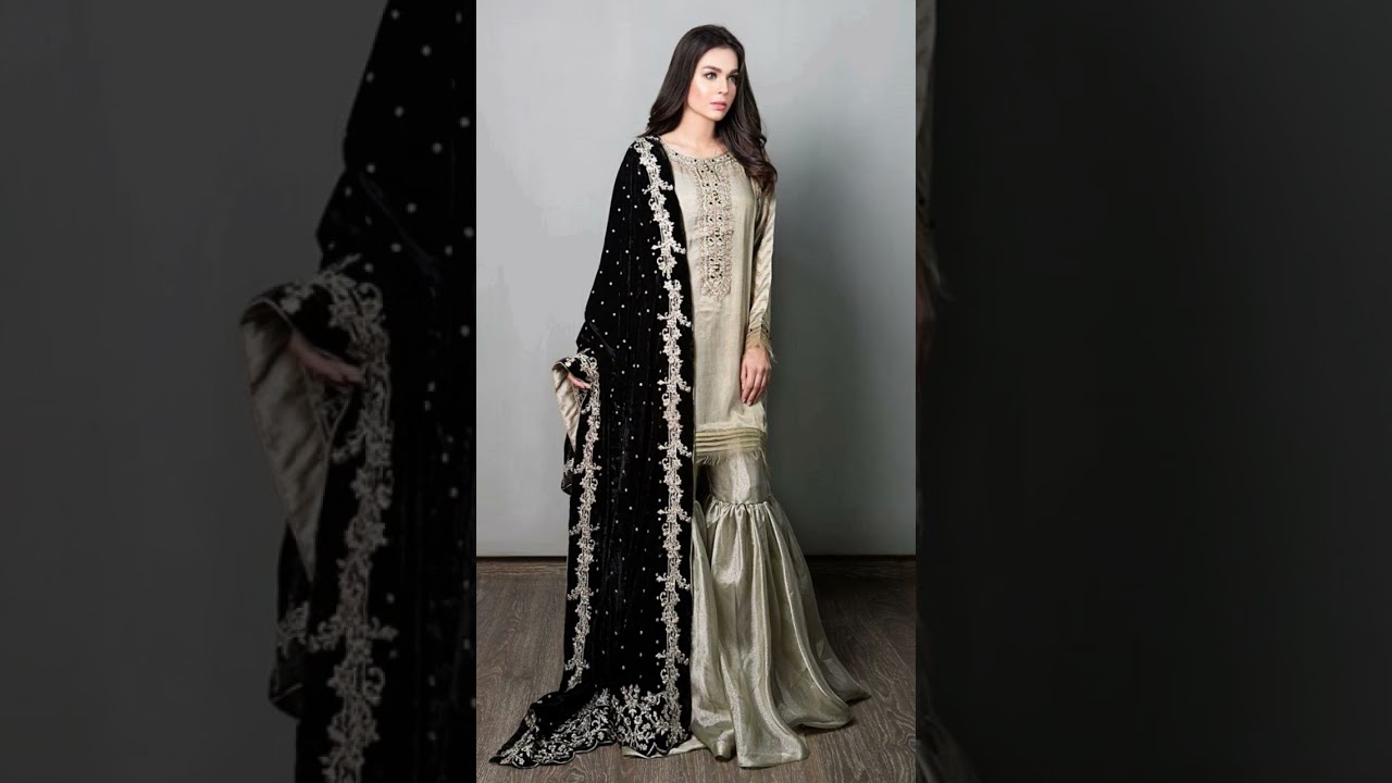 velvet shawl design for girls 