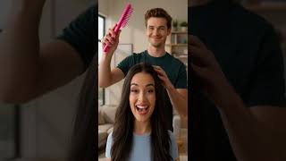 Bad hair day destroyed by boyfriend hairstylist 💇‍♀️ #boyfriend #girlfriend #shorts
