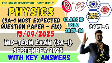 Part-A 10th SSLC 2025 SCIENCE PHYSICS SA1 MID-TERM SEPTEMBER 2025 MOST EXPECTED PAPER & KEY ANSWERS