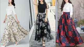 Latest Chiffon Floral girls shirt With Long Skirt Outfit 2024 Casual Skirt Design ❤️ And style