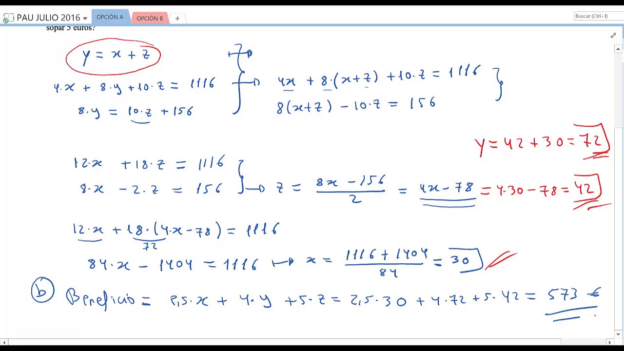 Matemáticas Aplicadas a las Ciencias Sociales II: Julio 2016 - Opción A