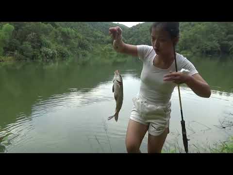 Best Video Hook Fishing - Fishing Girl - Amazing Girl Fishing With Hook Traditional