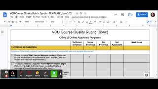 VCU Course Quality Rubric Synchronous Courses