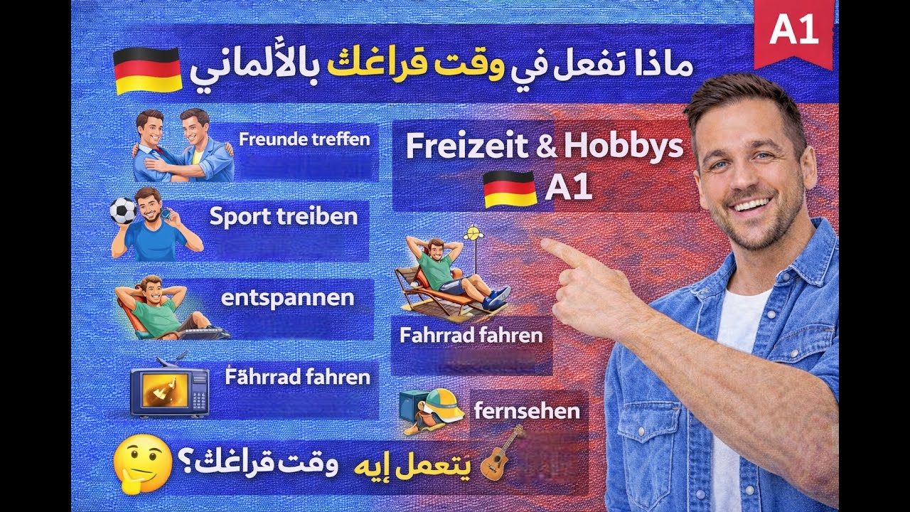 043. الدرس (43) وقت الفراغ والهوايات بالألماني 🇩🇪 | A1 بسهولة