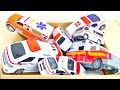 救急車のミニカーを箱に詰め込んで紹介します!ギミックの確認と走行チェック