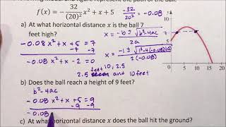 Quadratic Application - Projectile height versus distance