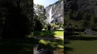 #shorts #video #youtubeshorts tea with Staubbach Falls view