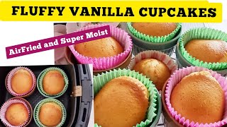 Easy Air fryer Vanilla Cupcakes Recipe From Scratch. How to Air fry Moist Cupcake. Air fried Muffins