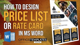 How to Design Price List or Rate List Card in MS Word | DIY Tutorial