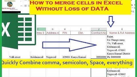 How to merge cells without loss of data in Excel using concatenate