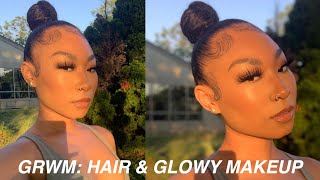 GRWM: Top Knot Bun Tutorial &amp; Everyday Glowy Makeup