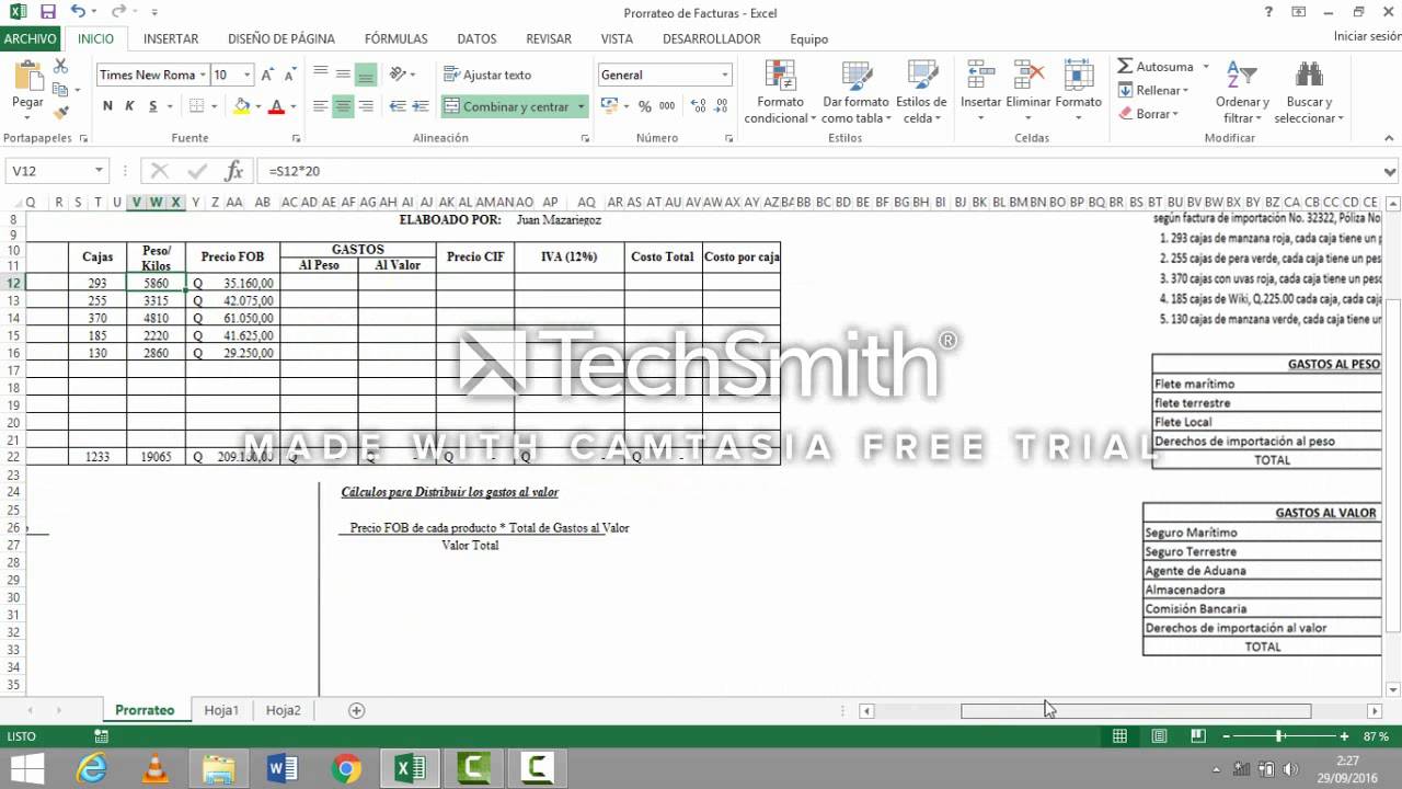 5 Ejemplos De Prorrateo De Facturas www.youtube.com