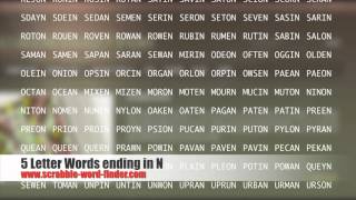 5 letter words ending in N