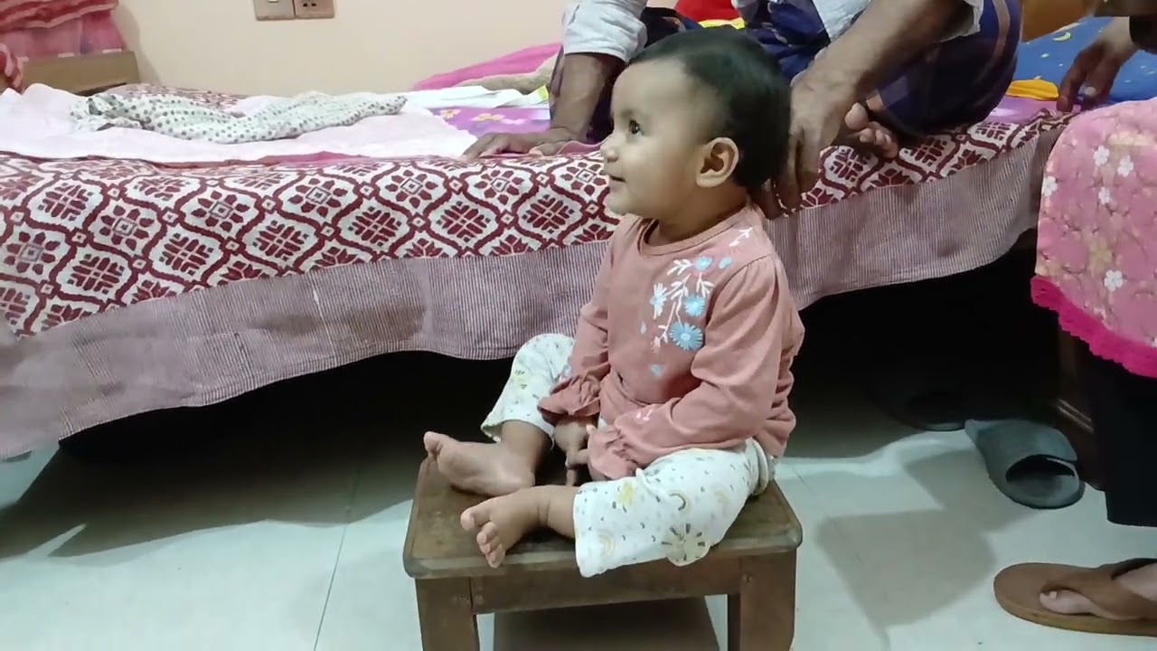 জলচৌকি কাহিনী - Jalchawki story 😅 My baby is too excited to sit over the tull.