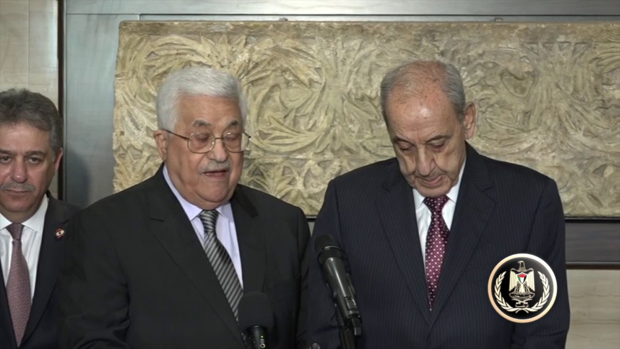 مؤتمر صحفي مشترك للرئيس عباس ورئيس مجلس النواب اللبناني نبيه بري