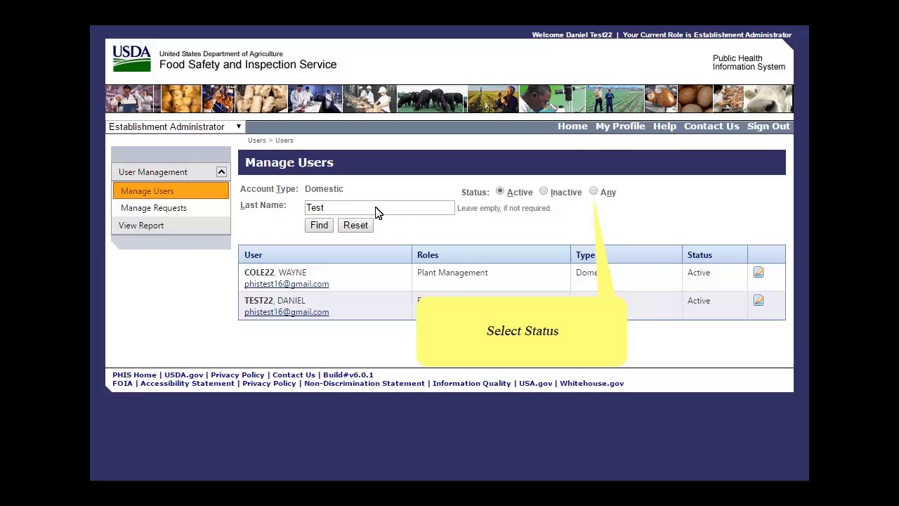 asloum Search for Users Associated with the Establishment