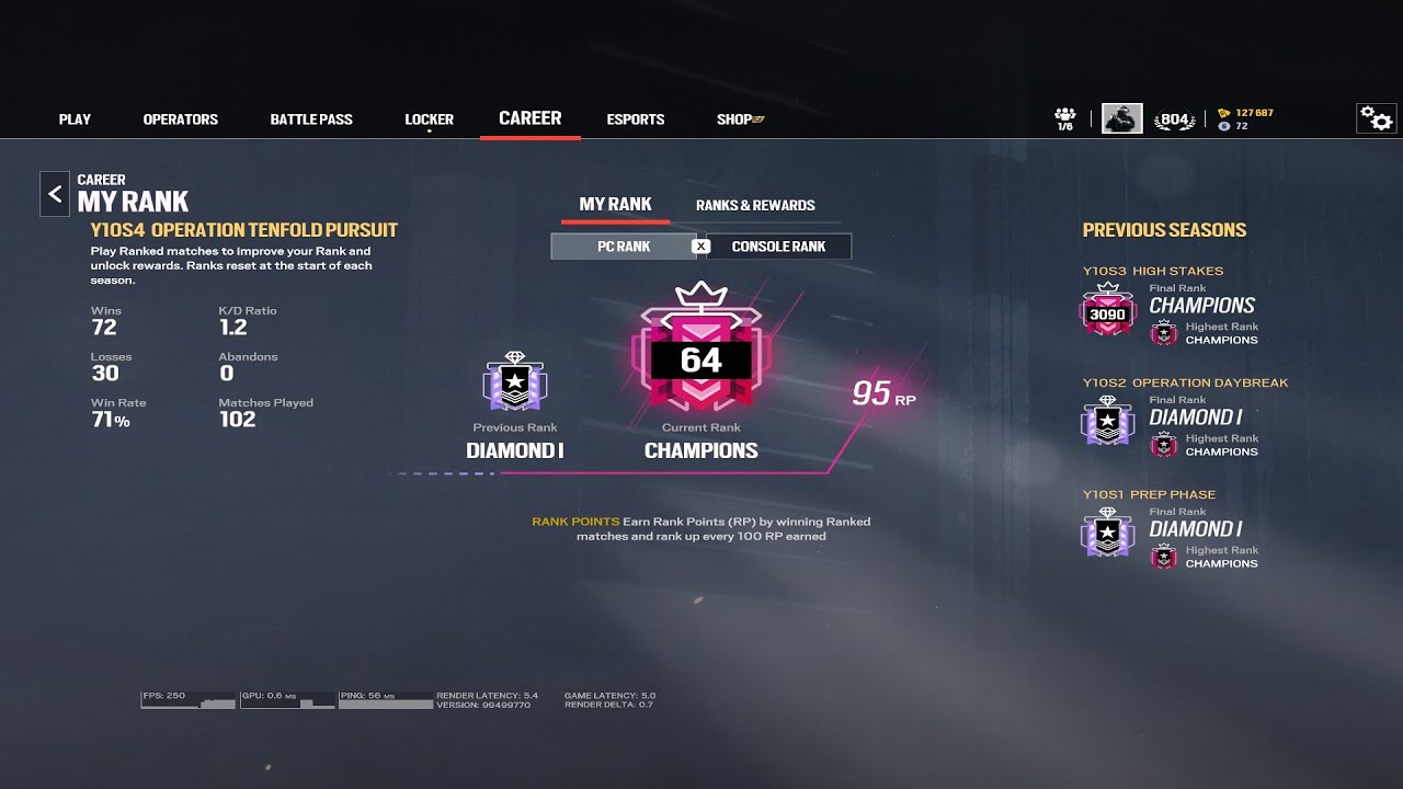 【父ノ背中】R6S New Season Champ Ranked Highlight#9 - YouTube