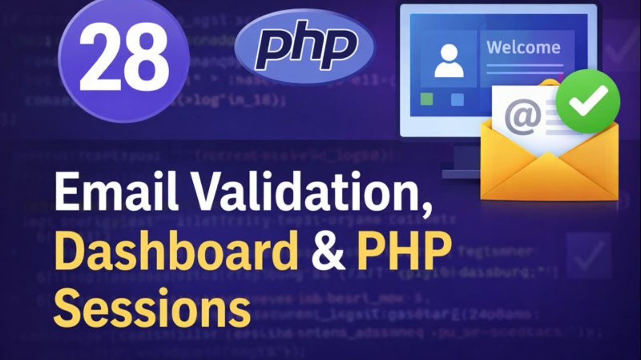 PHP Tutorial 28: Email Validation, Dashboard & Session Management in PHP