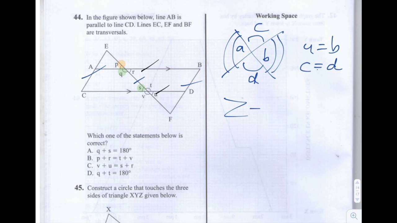 KCPE 2013 Mathematics Paper Question 44 (Lines and Angles Kenyan National Exam) YouTube