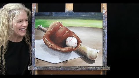 Learn how to Draw and Paint with acrylics PLAY BALL - Easy Beginner Online Art Tutorial-Time Lapse